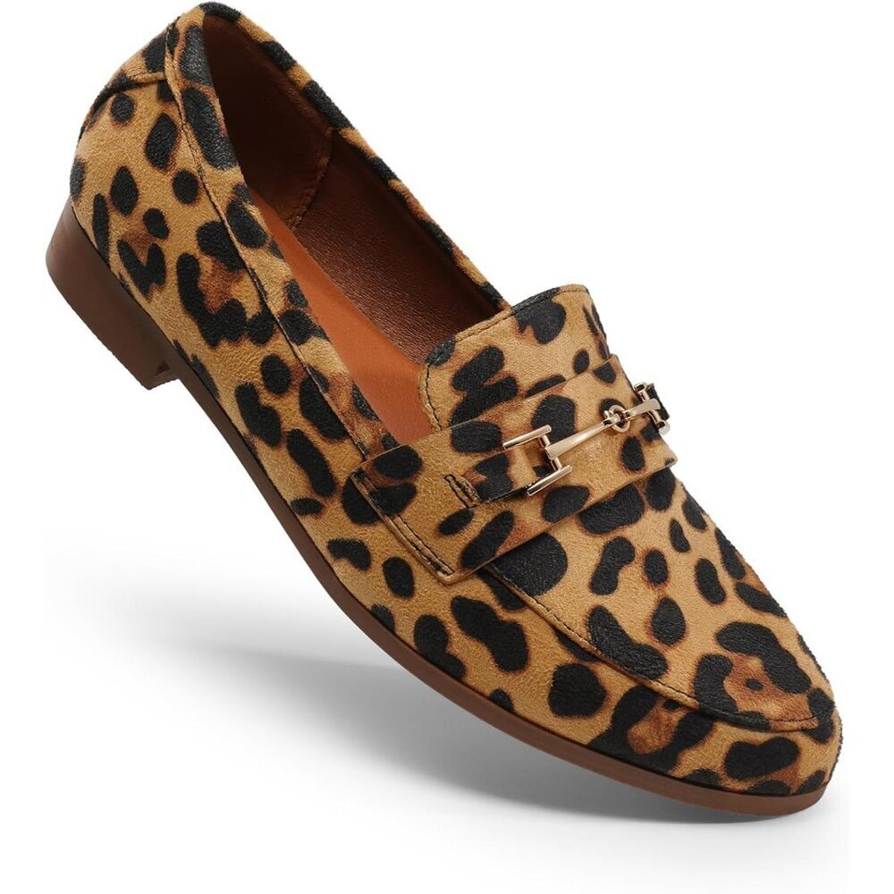 Dream Pairs Women Leopard-suede Faux Suede Closed Rounded Toe Loafers Shoes - Picture 7 of 7